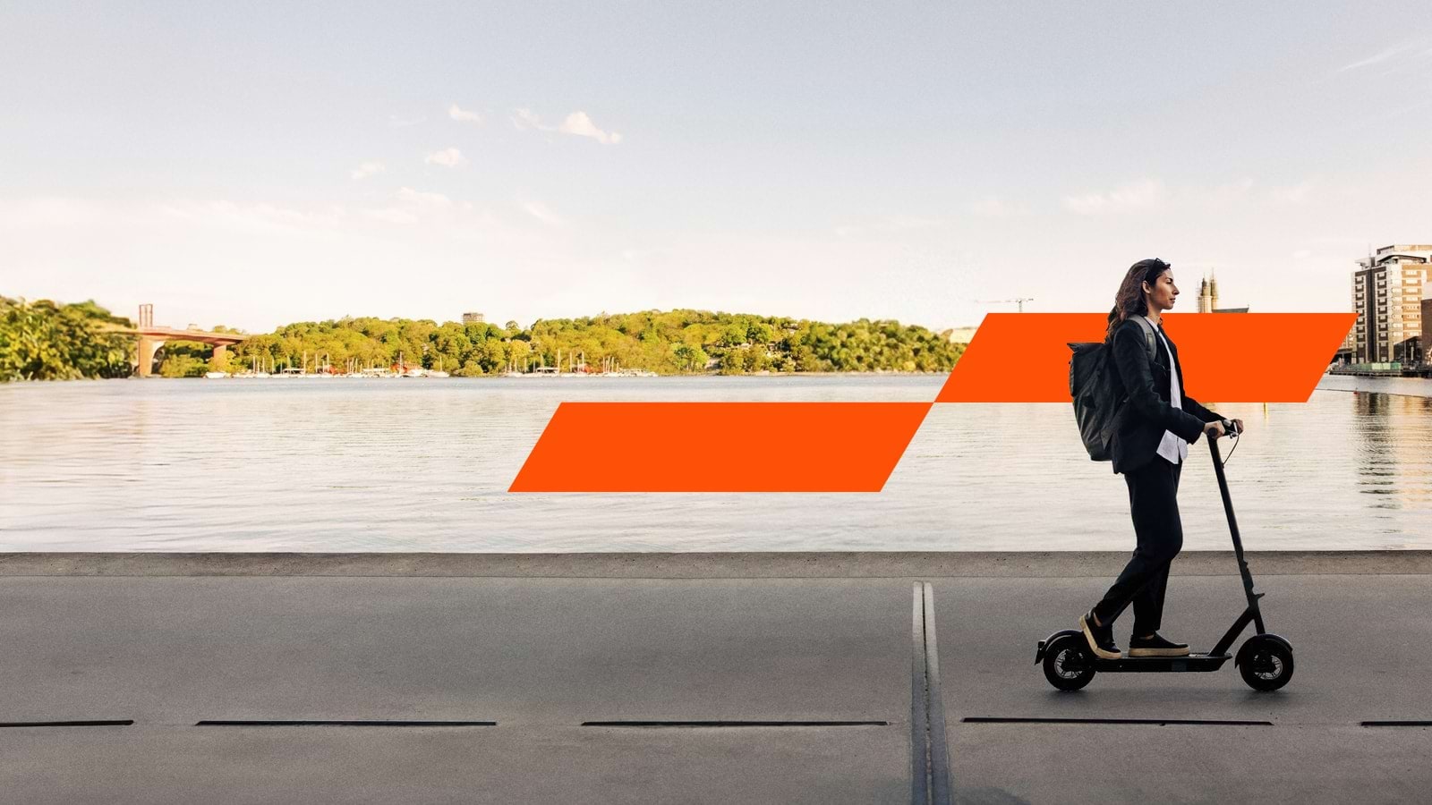 Woman riding an electric scooter